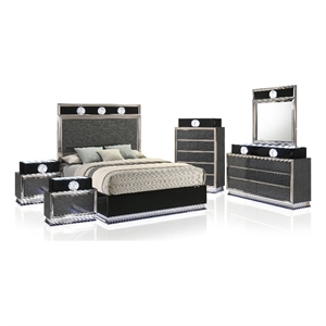 Furniture of America Elvor Solid Wood Queen 6-Piece Bedroom Set in Dark Gray
