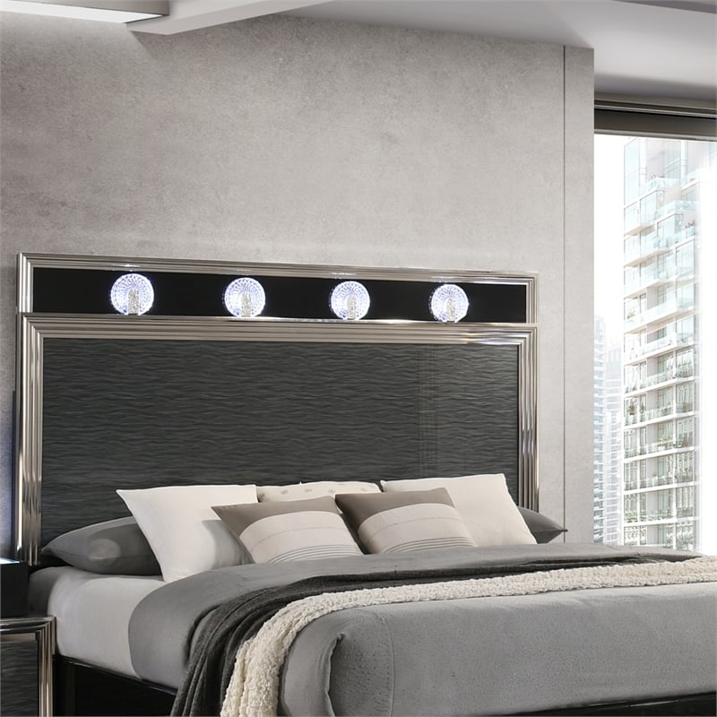 Furniture of America Elvor Solid Wood King 4-Piece Bedroom Set in Dark Gray