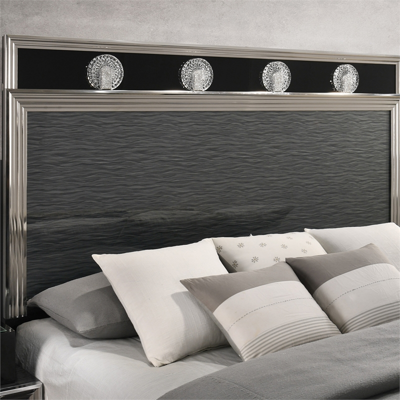 Furniture of America Elvor Solid Wood King 4-Piece Bedroom Set in Dark Gray