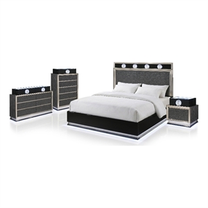 Furniture of America Elvor Solid Wood King 4-Piece Bedroom Set in Dark Gray