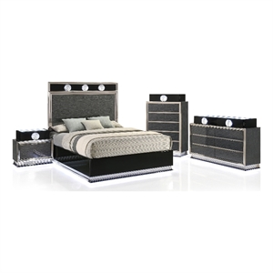 Furniture of America Elvor Solid Wood Queen 4-Piece Bedroom Set in Dark Gray