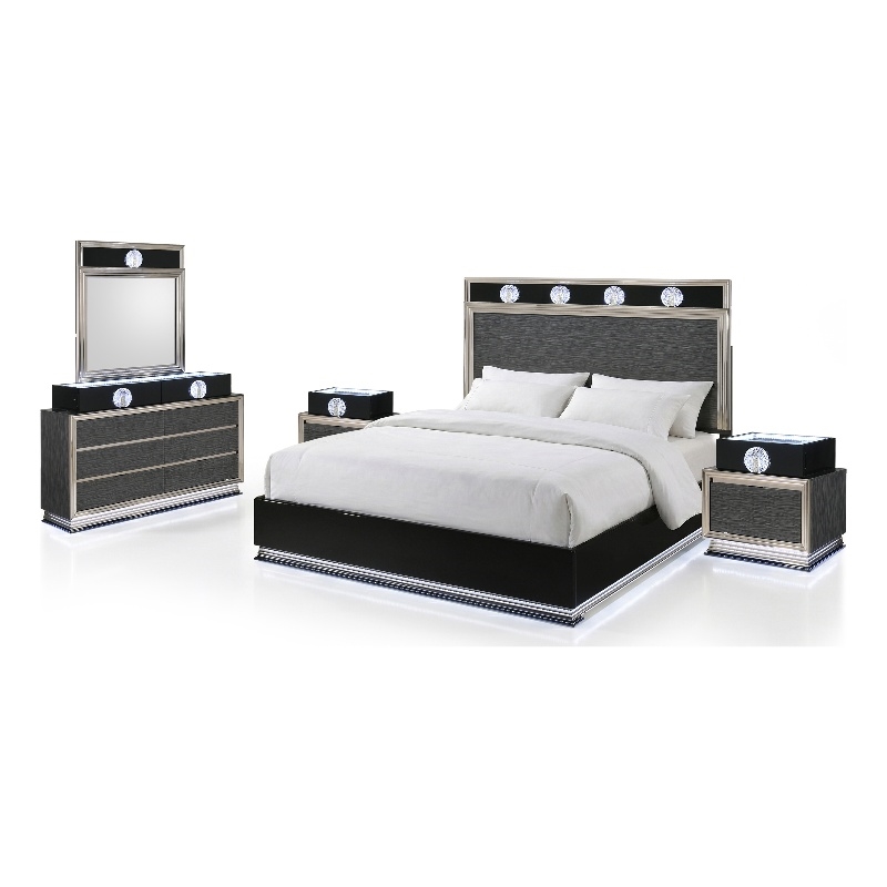 Furniture of America Elvor Solid Wood King 5-Piece Bedroom Set in Dark Gray