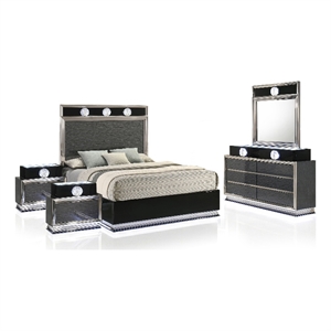 Furniture of America Elvor Solid Wood Queen 5-Piece Bedroom Set in Dark Gray