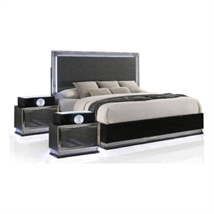 Furniture of America Elvor Solid Wood King 3-Piece Bedroom Set in Dark Gray