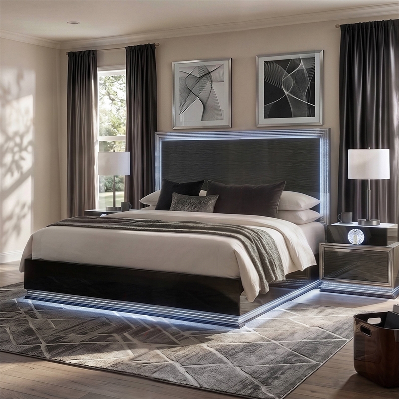 Furniture of America Elvor Solid Wood Queen 3-Piece Bedroom Set in Dark Gray