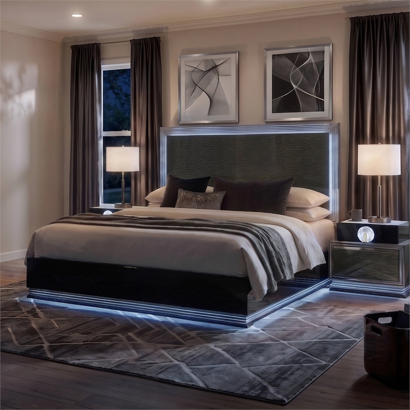 Furniture of America Elvor Solid Wood Queen 3-Piece Bedroom Set in Dark Gray