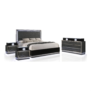 Furniture of America Elvor Solid Wood King 4-Piece Bedroom Set in Dark Gray