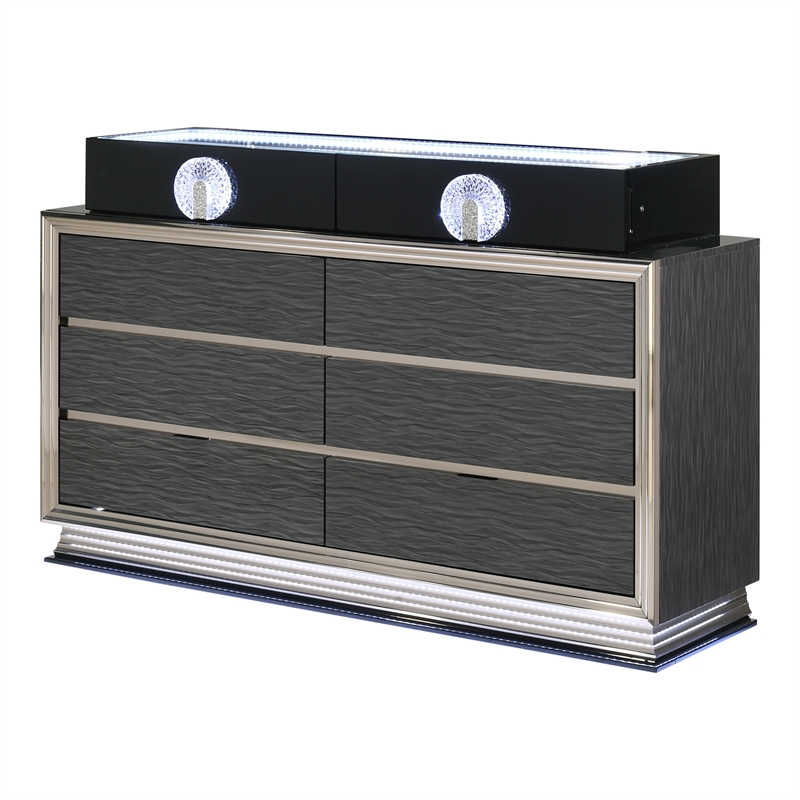 Furniture of America Elvor Solid Wood Queen 4-Piece Bedroom Set in Dark Gray