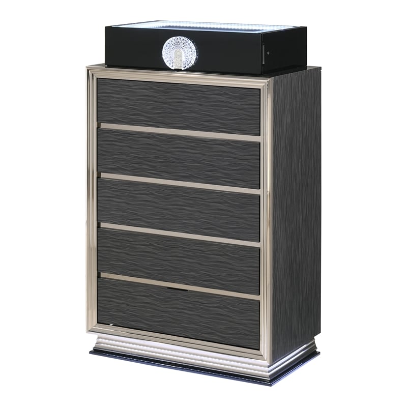 Furniture of America Elvor Solid Wood King 3-Piece Bedroom Set in Dark Gray