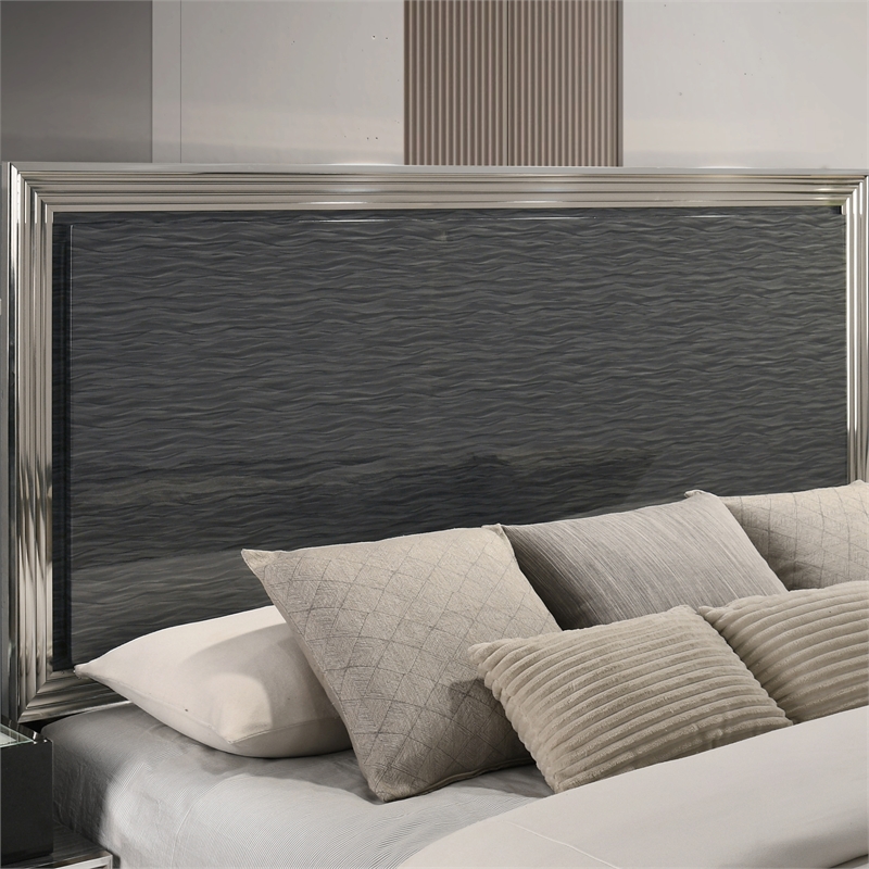Furniture of America Elvor Solid Wood Queen 3-Piece Bedroom Set in Dark Gray