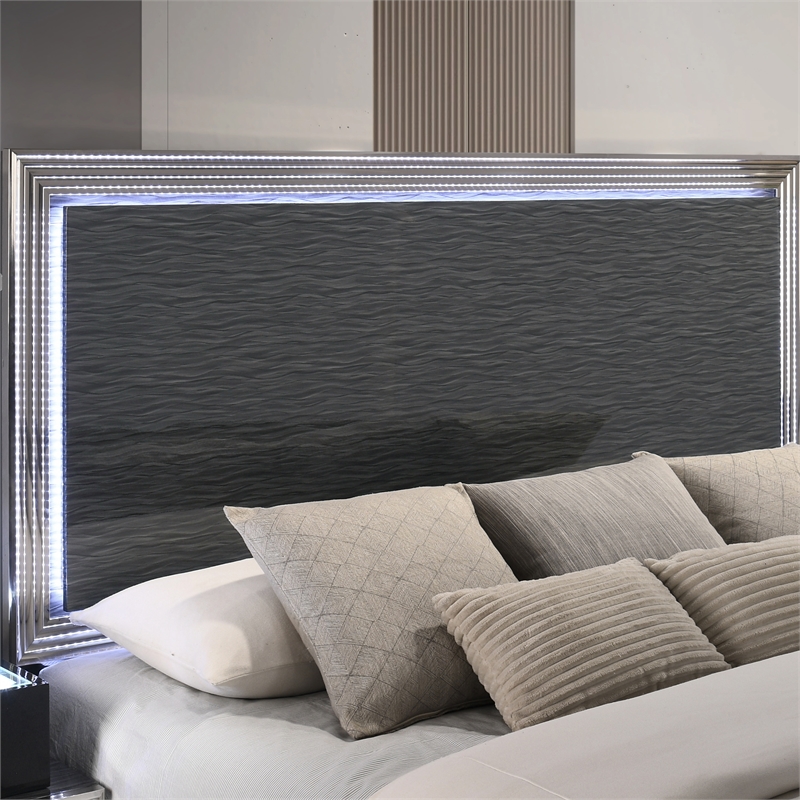 Furniture of America Elvor Solid Wood Queen 3-Piece Bedroom Set in Dark Gray