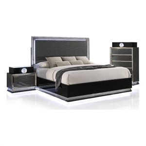 Furniture of America Elvor Solid Wood Queen 3-Piece Bedroom Set in Dark Gray