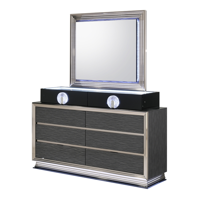 Furniture of America Elvor Solid Wood Queen 4-Piece Bedroom Set in Dark Gray