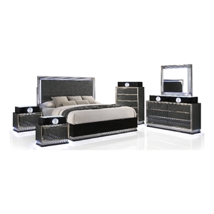 Furniture of America Elvor Solid Wood Queen 6-Piece Bedroom Set in Dark Gray