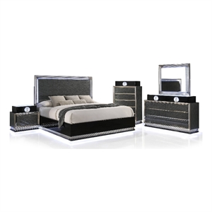 Furniture of America Elvor Solid Wood King 4-Piece Bedroom Set in Dark Gray