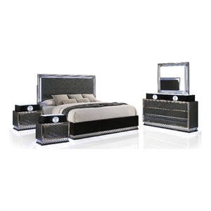 Furniture of America Elvor Solid Wood Queen 5-Piece Bedroom Set in Dark Gray