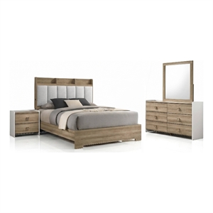 Furniture of America Valio Wood King 4-Piece Bedroom Set in Oak