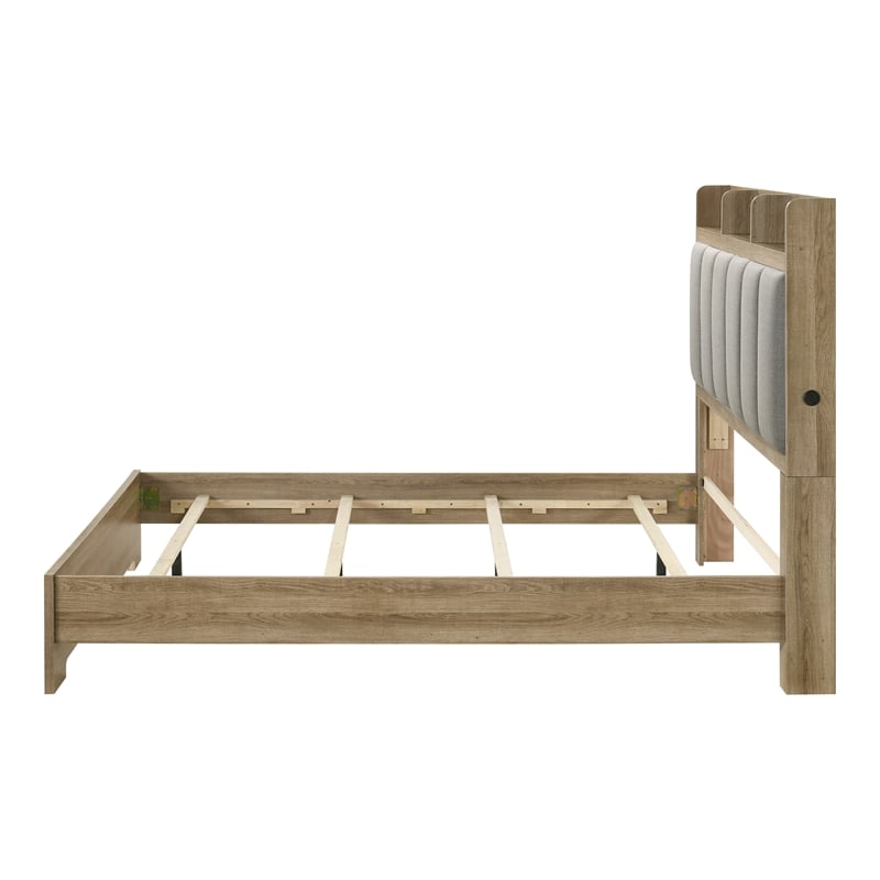 Furniture of America Valio Wood Queen 4-Piece Bedroom Set in Oak