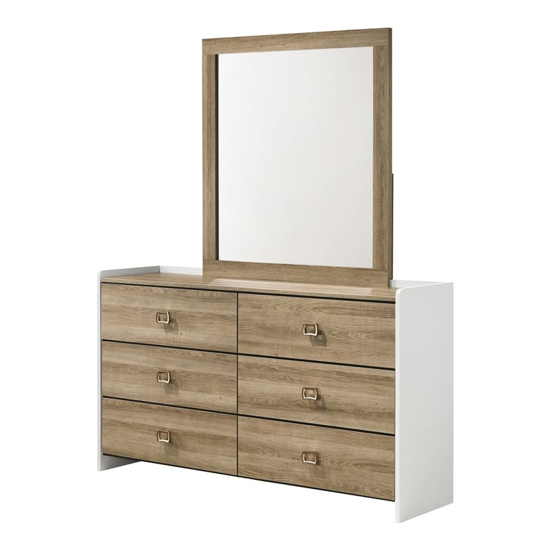 Furniture of America Valio Wood Queen 4-Piece Bedroom Set in Oak