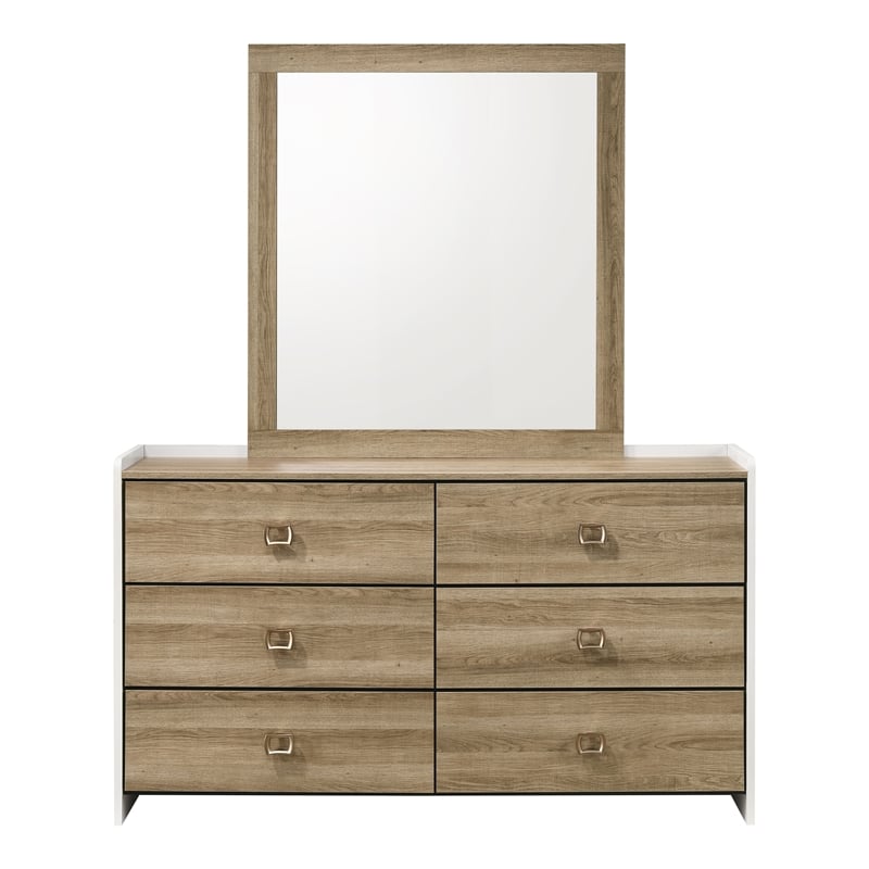 Furniture of America Valio Wood Queen 4-Piece Bedroom Set in Oak