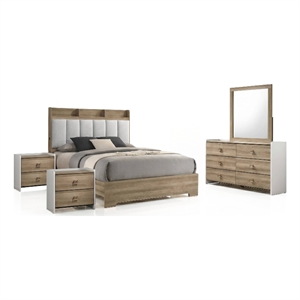 Furniture of America Valio Wood Queen 5-Piece Bedroom Set in Oak