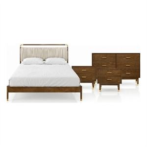 Furniture of America Korva Solid Wood Queen 4-Piece Bedroom Set in Walnut