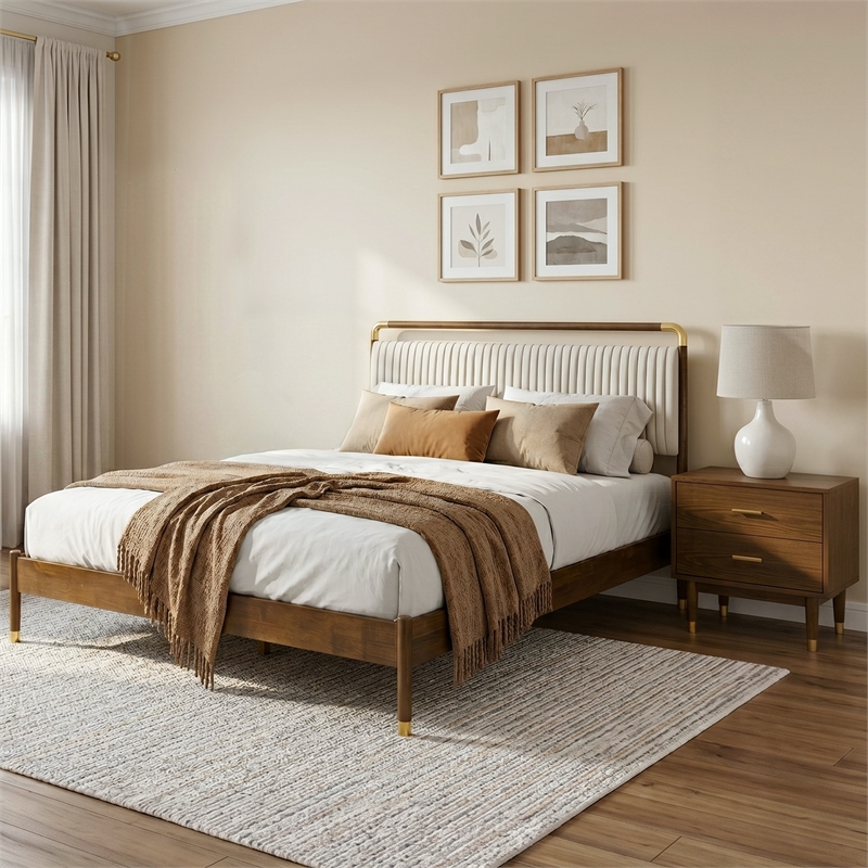 Furniture of America Korva Solid Wood Full 2-Piece Bedroom Set in Walnut