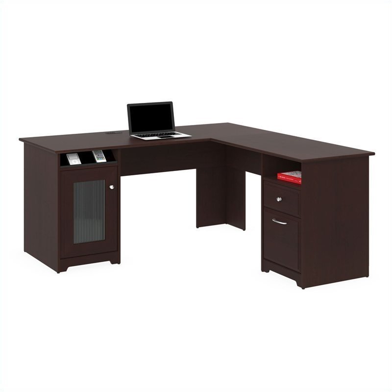 Trent Home Manufactured Wood Harvest Cherry Desk L Shaped Cable Management 59.5