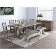Trent Home Reclaimed Pine Wood Weathered Brown Bench Rectangular Hand Carved 83