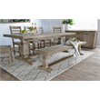 Trent Home Reclaimed Pine Wood Weathered Brown Bench Rectangular Hand Carved 83