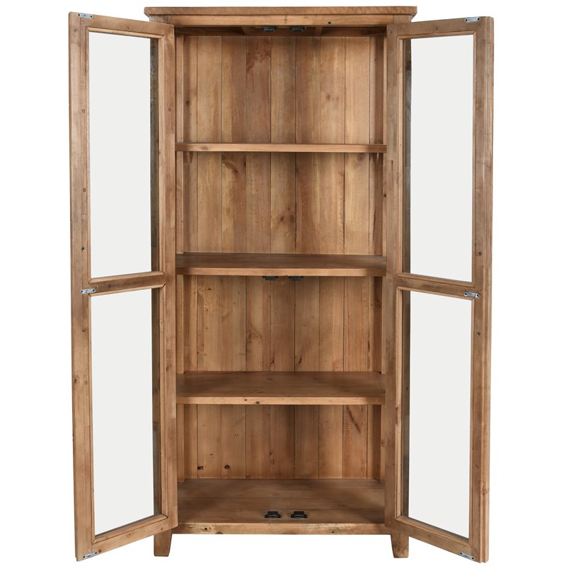 Trent Home Transitional Reclaimed Pine Display Cabinet in Natural