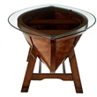 Trent Home Transitional Oval Cocktail Table with Dark Oak Base and Glass Top