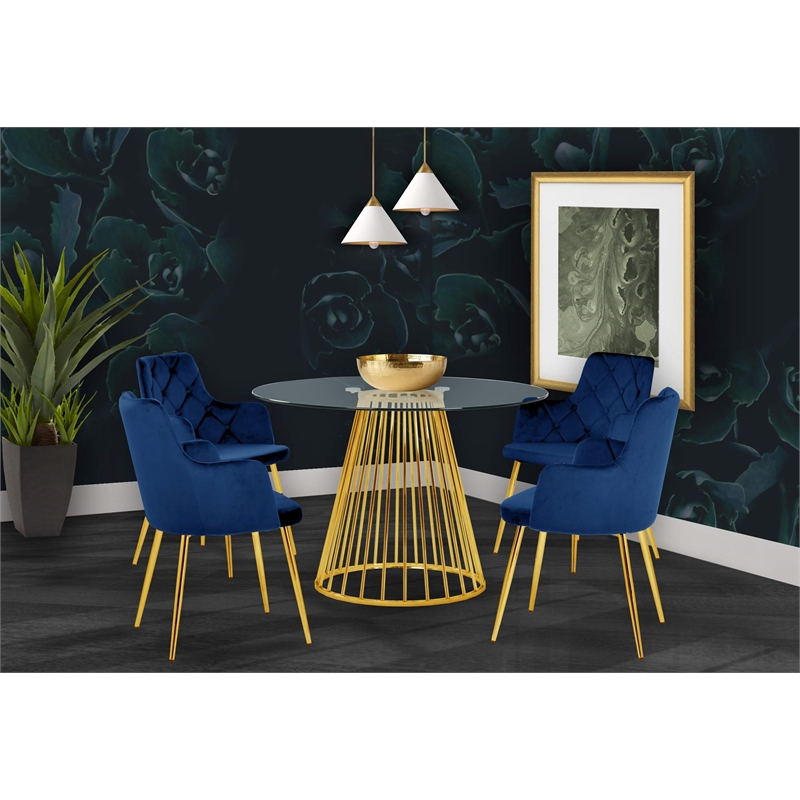 Trent Home Contemporary Glass Dining Table in Chrome