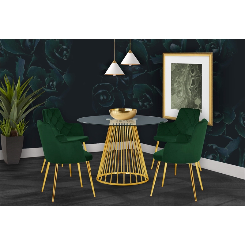 Trent Home Contemporary Glass Dining Table in Chrome