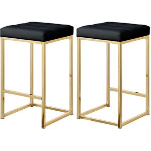 Trent Home Contemporary 26.5&quotH Leather Counter Stool in Black (Set of 2)