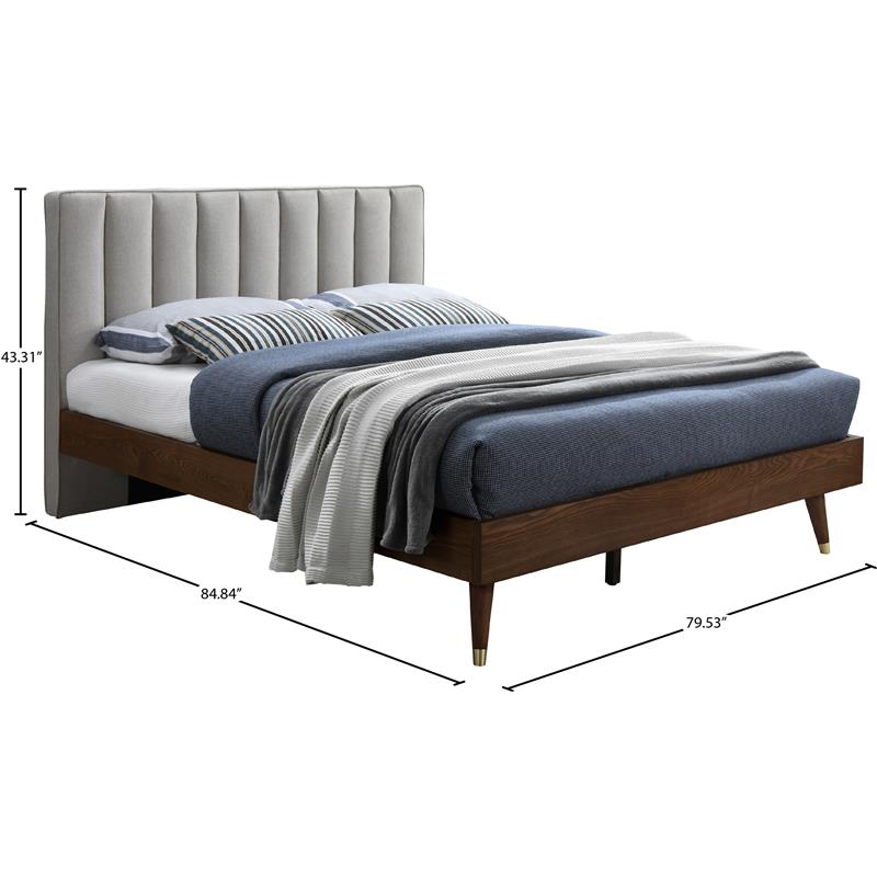 Trent Home Contemporary Beige Durable Linen Fabric King Bed