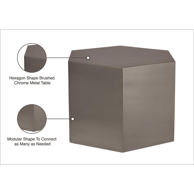 Trent Home Modular Modern Metal Coffee Table in Brushed Chrome