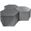 Trent Home Modular 3-Piece Modern Metal Coffee Table in Brushed Chrome