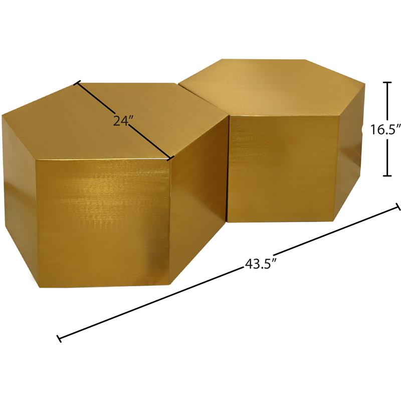 Trent Home Modular 2-Piece Modern Metal Coffee Table in Brushed Gold