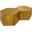 Trent Home Modular 2-Piece Modern Metal Coffee Table in Brushed Gold