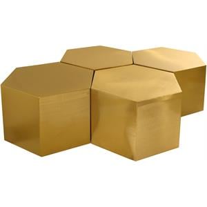 Trent Home Metal Brushed Gold Coffee Table Modular 60.25&quotW x 43.5&quotD Assembled