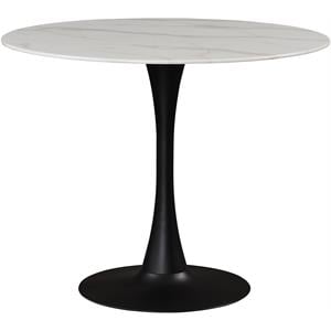 Trent Home Faux Marble Matte Black Dining Table Round Contemporary 36&quot Unassembled