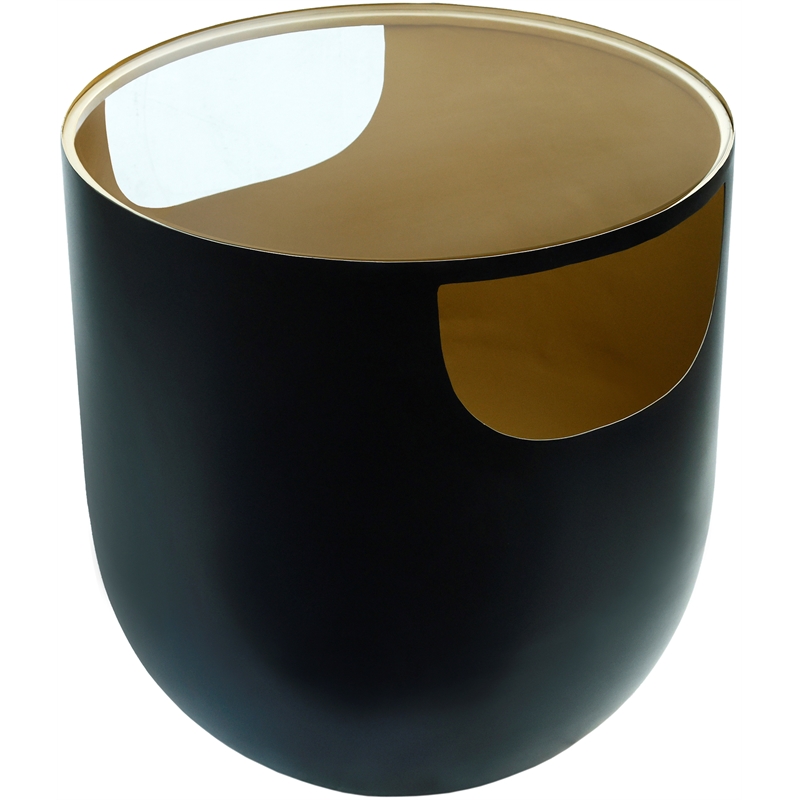 Trent Home Metal Black End Table Round Glass Top Contemporary 20