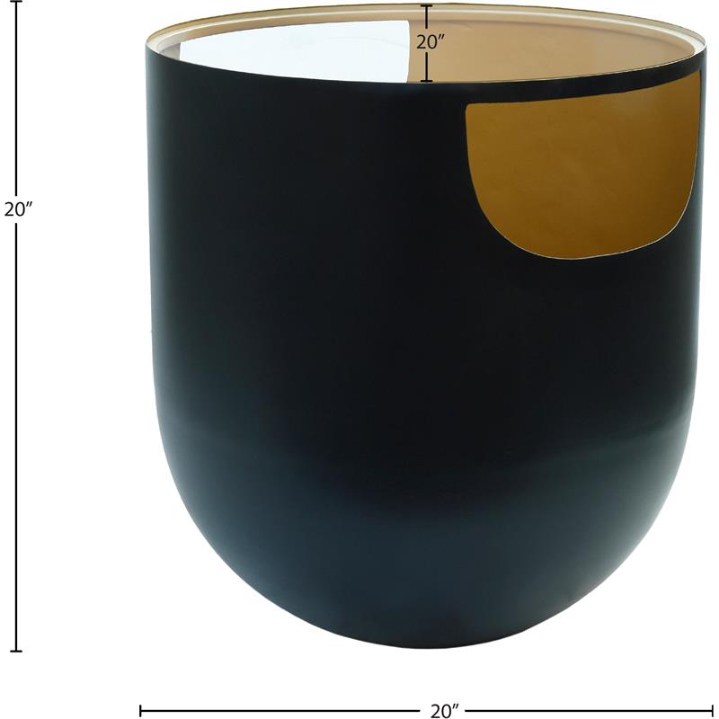 Trent Home Metal Black End Table Round Glass Top Contemporary 20