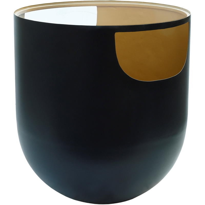Trent Home Metal Black End Table Round Glass Top Contemporary 20