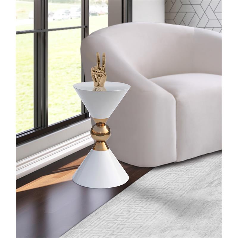Trent Home Hourglass Shaped Contemporary Metal End Table in White