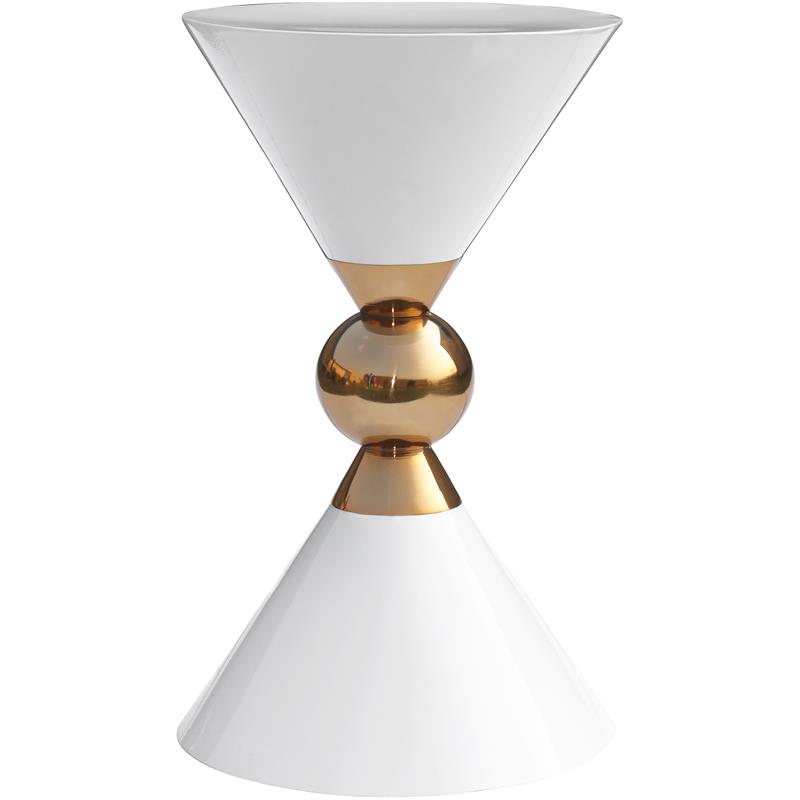 Trent Home Hourglass Shaped Contemporary Metal End Table in White
