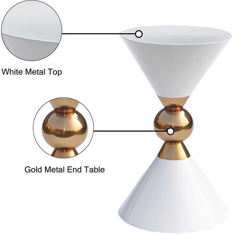 Trent Home Hourglass Shaped Contemporary Metal End Table in White