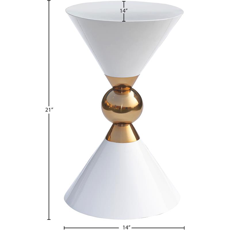 Trent Home Hourglass Shaped Contemporary Metal End Table in White