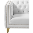 Trent Home Contemporary Faux Leather and Iron Chair in White